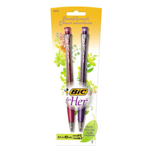 BIC MPFHP21 For Her Mechanical Pencil, 0.7mm, Assorted, 2/Pack by BIC CORP.