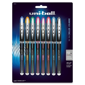 Sanford, L.P. 58092PP Uni-Ball Rollerball Pen,Refill.,0.5mm,8/PK,BK Barrel/AST Ink by Uni-Ball