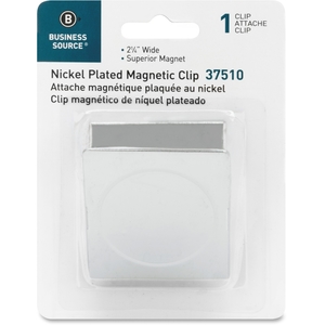 Magnetic Metal Clip, Large, 2-1/4", 1.0mm,12/PK, Chrome by Business Source