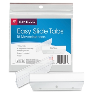 SMEAD MANUFACTURING COMPANY 64626 Hanging Folder Tabs, Plastic, Easy Slide, 18/PK, CL by Smead