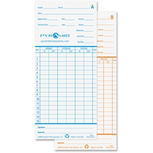 Pyramid Time Systems 42415 Time Cards, for 2600 Time Recorder, 100/PK, Tan by Pyramid Time Systems