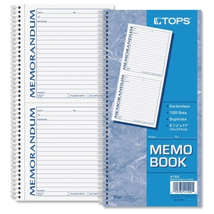 Avery 4150 Memo Forms Book, 2-Part, Perforated, 11"x5-1/2", 100 Sets by TOPS