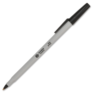 Ballpoint Stick Pens, Fine Pt, Light Grey Barrel, Black Ink by Business Source