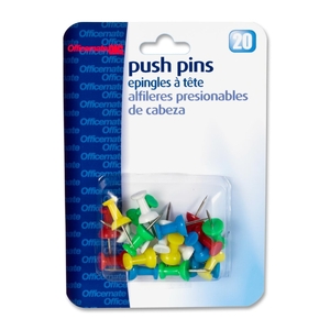 OFFICEMATE INTERNATIONAL CORP. 92600 Pushpins, Plastic, Assorted Colors, Head 1/2" L by OIC