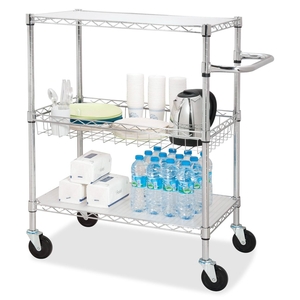 Lorell Furniture 84858 3-Tier Wire Rolling Cart, 18"x30"x40", Chrome by Lorell