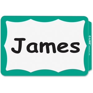 C-Line Products, Inc 92263 Name Badges, 3-1/2"x2-1/4", 100/BX, Green Border by C-Line