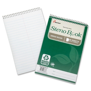 National Industries For the Blind 7530016002029 Steno Notebook, Gregg-Ruled, 6"x9", 17lb, 60Shts, White by SKILCRAFT