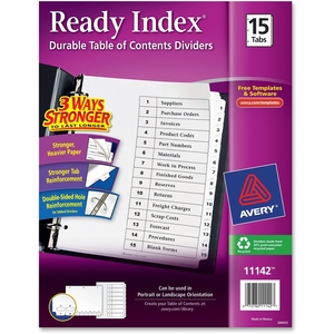 Avery 11142 Index Dividers, Classic, 8-1/2"x11",1-15 Tab, 1/ST, BK/WE by Avery