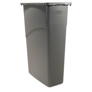 RUBBERMAID COMMERCIAL PROD. FG354000GRAY Slim Jim Waste Container, Rectangular, Plastic, 23gal, Gray by RUBBERMAID COMMERCIAL PROD.