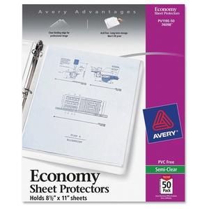 Avery PV119E-50 Sheet Protectors,Economy Weight,11"X8-1/2",50/PK,Semi-Clear by Avery