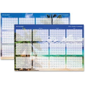 ACCO Brands Corporation DMWTEE28 Tropical Wall Calendar,Erasable,12 Month Jan-Dec, 24"x36",BE by At-A-Glance