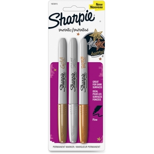 Sharpie Metallic Markers, Fine Pt, 3 Color/PK, Assorted by Sharpie