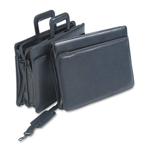 Bond Street, Ltd 251210BLK Leatherette Zippered Portfolio, Five-Part, 4" Capacity, 16-1/4 x 12, Black by BOND STREET LTD.