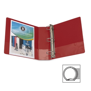 Business Source 28770 Round Ring Binder, w/ Pockets, 3", Red by Business Source