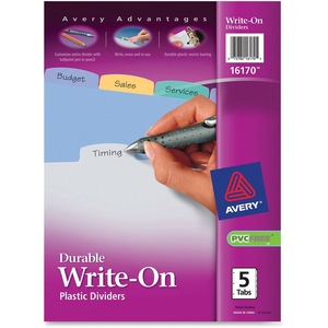 Avery 16170 Write-on Dividers,Translucent,5-Tab,8-1/2"x11",Multi by Avery