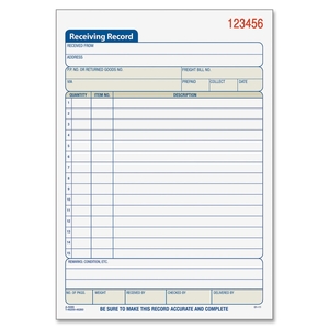 Tops Products DC5089 Receiving Record Book,Carbonless,2-Part,5-9/16"x8-7/16",WE by Adams