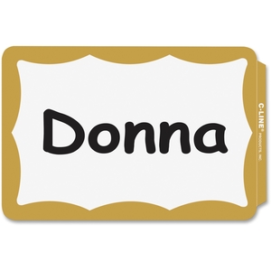 C-Line Products, Inc 92266 Name Badges, 3-1/2"x2-1/4", 100/BX, Gold Border by C-Line