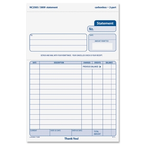 Statement Forms,2-Part,Carbonless,5-1/2"x8-1/2",50 Sets/PK by TOPS