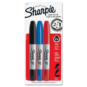 Sanford, L.P. 36404PP Twin Tip Markers,Permanent,Fine/Chisel Tip,3/PK,Asst. by Sharpie