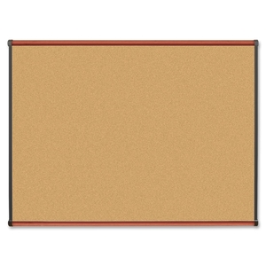 Natural Cork Board, 4'x3', Cherry by Lorell