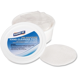 Genuine Joe 15050 Pre-moistened Hand Cleaning Pads, 3" Diametre, 50 Pads by Genuine Joe