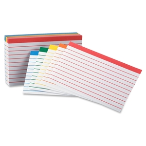 Tops Products 04753 Index Cards,Ruled,3"x5",100/PK,Blue/Green/Yellow/Orange/Red by Oxford