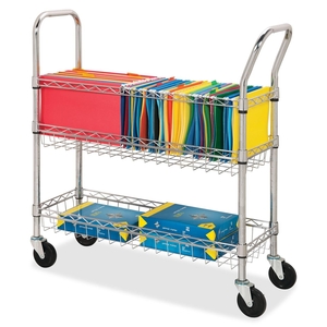 Lorell Furniture 84857 Wire Mail Cart, Ltr/Lgl, 34-1/4"x12-1/2"x40", Chrome by Lorell