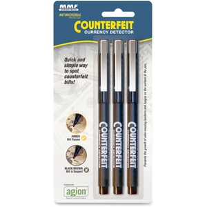 Currency Counterfeit Detector Pens, 3/PK, Black by MMF