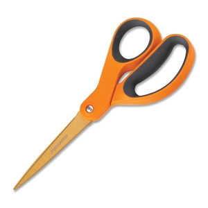 Contoured Scissors, Straight, Softgrip, 8" L, Orange/Gray by Fiskars