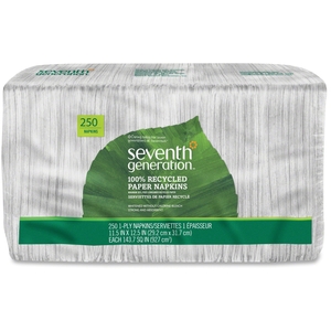 Seventh Generation, Inc 13713 Recycled Napkins, 1-Ply, 11-1/2"x12-1/2", 250/PK, White by Seventh Generation