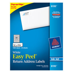 Avery 8195 Easy Peel Inkjet Address Labels, 2/3 x 1 3/4, White, 1500/Pack by AVERY-DENNISON