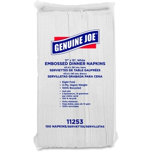 Genuine Joe 11253 Dinner Napkins, 2-Ply, 17"x15", 100/PK, WE by Genuine Joe