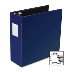 Business Source 33119 D-Ring Binder w/Label Holder, Hvy-Dty, 4", Blue by Business Source