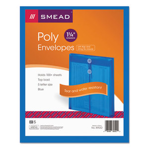 SMEAD MANUFACTURING COMPANY 89542 Poly String & Button Envelope, 9 3/4 x 11 5/8 x 1 1/4, Blue, 5/Pack by SMEAD MANUFACTURING CO.