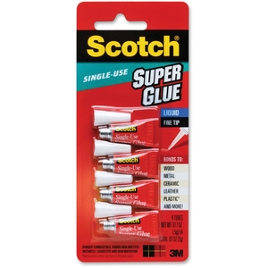 3M AD114 Super Glue, Single Use, Pointed Tip, .07oz., 4/PK, Clear by Scotch