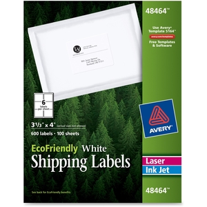 Avery 48464 Labels, Shipping, 3-1/3"x4", 600/BX, White by Avery