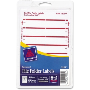 Avery FF3DR Permanent Filing Labels, 11/16"x3-7/16", 252/PK, Dark Red by Avery