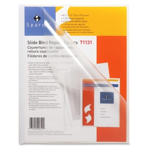 Slide Bind Report Cover, 1/8" Cap, 11"x8-1/8", Clear/White by Sparco