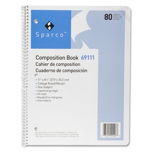 Composition Book, 80 Sheets, College Ruled, 11"x8-1/2", WE by Sparco