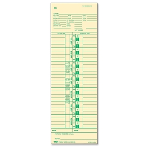 Tops Products 12553 Time Cards, 143lb., Numbered Days,3-1/2"x10-1/2", 100/PK by TOPS