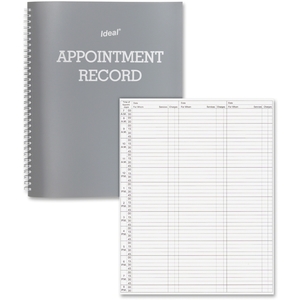 Dome Enterprises 40977 Appt Record Book,Undated,Non Refill,120-Pg,8-1/2"x11",Gray by Dome