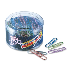 OFFICEMATE INTERNATIONAL CORP. 97212 Translucent Paper Clips,Vinyl,Giant,200/Tub,BE/PE/GN/RD/SR by OIC