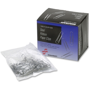 National Industries For the Blind 7510-00-161-4292 Paper Clips, Standard, No.1 Size, 1000/BX, Silver by SKILCRAFT