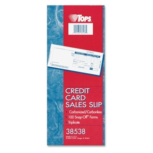 Tops Products 38538 Credit Card Sales Slip, 3-Part, Carbonless, 100/PK, Blue by TOPS