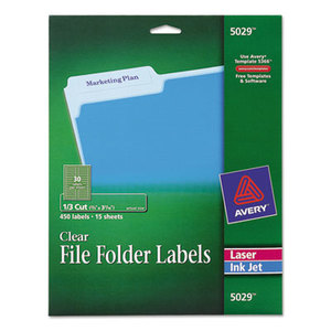 Avery 5029 Clear File Folder Labels, 1/3 Cut, 2/3 x 3 7/16, 450/Pack by AVERY-DENNISON