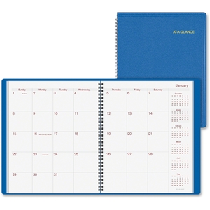 ACCO Brands Corporation 7025020 Monthly Apptmt. Planner, Jan-Dec, Wirebound, 9"x11", Blue by At-A-Glance