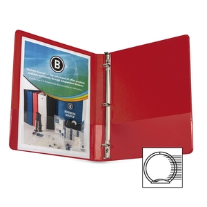 Round Ring Binder, w/ Pockets, 1/2", Red by Business Source