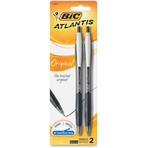 BIC VCGP21-BK Retractable Ballpoint Pen,Refillable,Medium Point,2/PK,Black by BIC