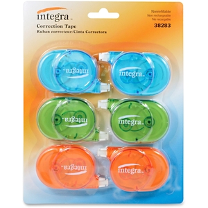 Correction Tape, 6/PK, Assorted by Integra