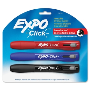 Sanford, L.P. 1741919 Dry Erase Markers,Retractable,Chisel Point, 3-Color/ST, AST by Expo